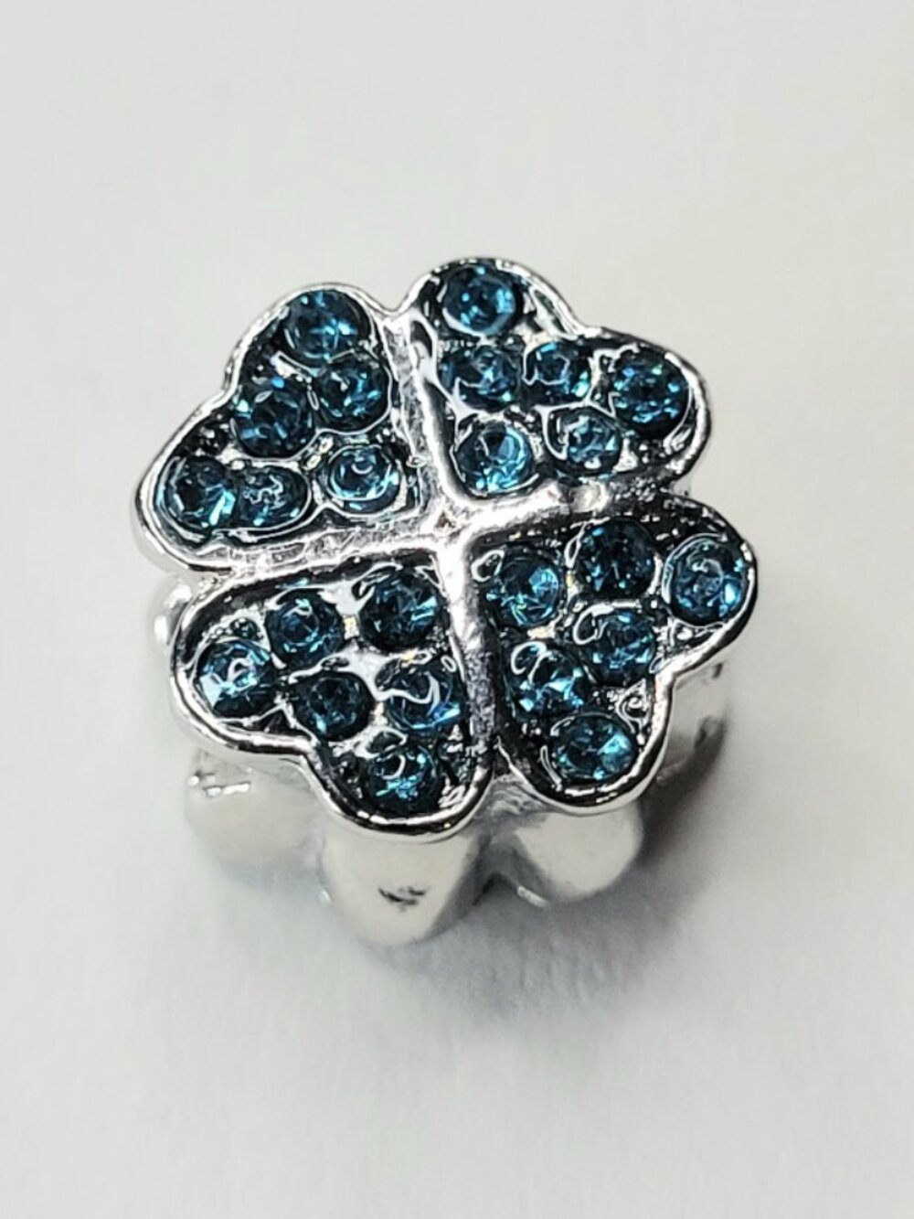 NWT For Pandora Charm Bracelets Lucky Blue And Silver 4 Leaf Clover Rhinestones